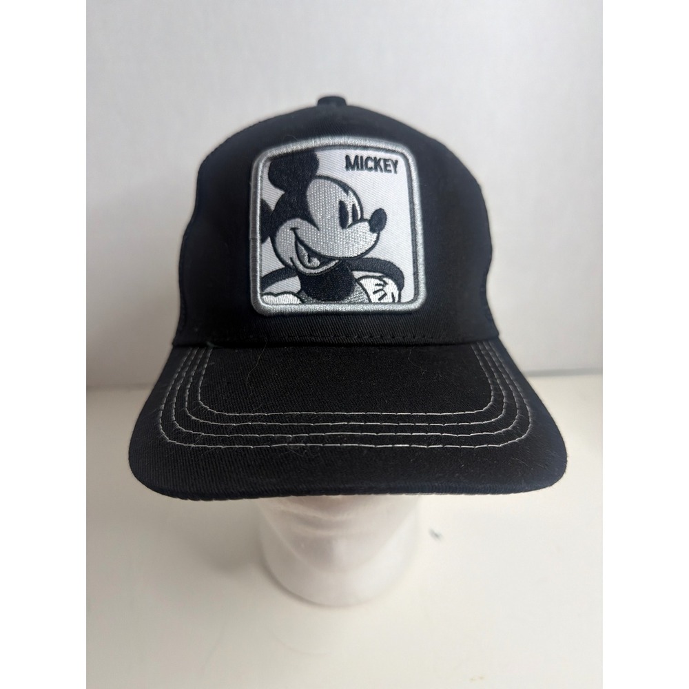 Disney Mickey Mouse Trucker Hat Black Mesh Snapback Shaka Hand Patch Cap